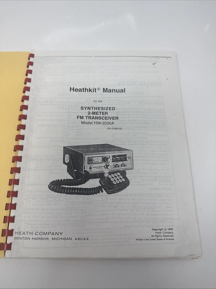 Heathkit Manual Model HW-2036A Synthesized 2-Meter FM Transceiver (Partial) - Image 3 of 4
