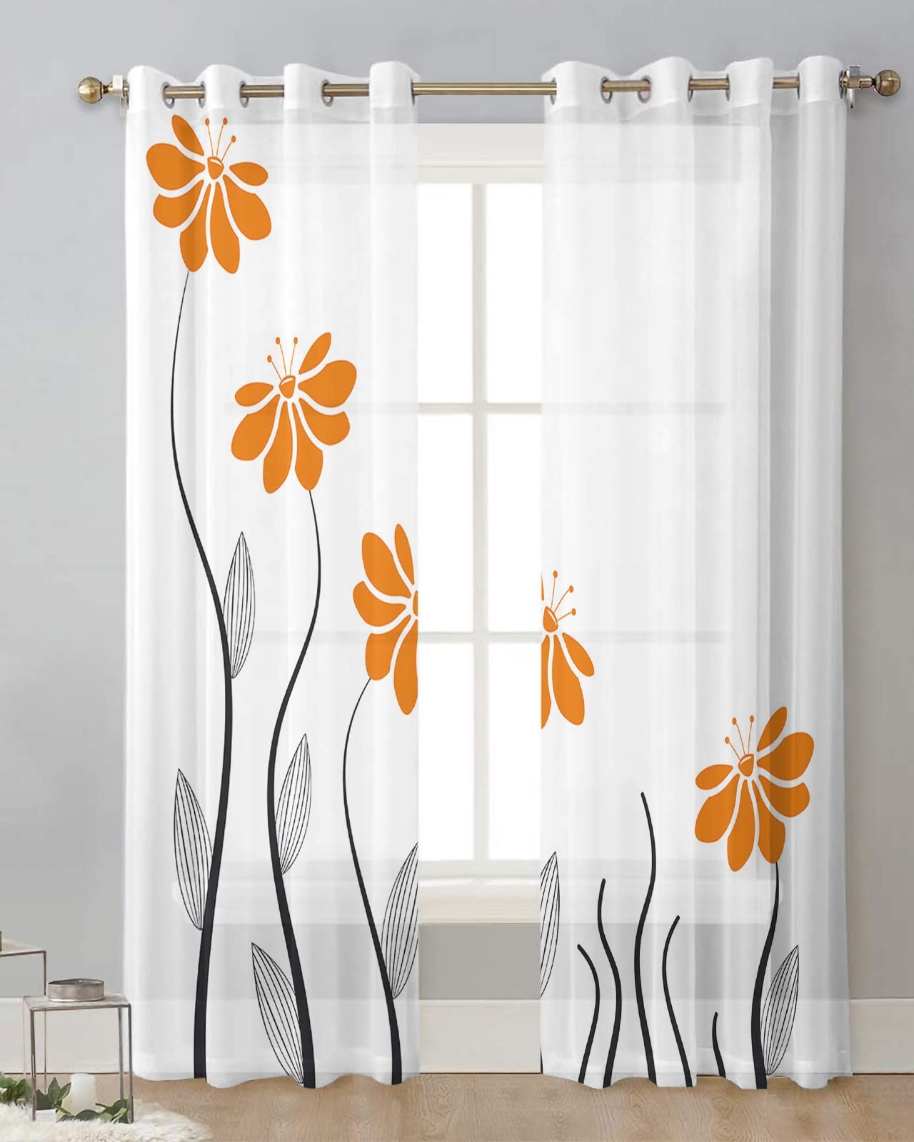 Floral Sheer Curtains, 90