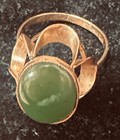 14k Yellow Gold Jade Ring Size 7.75 Oval Cabochon Crown Design Unique Rare OOAK — photo 8
