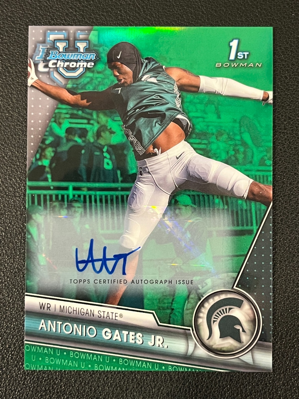 Antonio Gates Jr 2023 Bowman University Chrome 1st Auto Green Refractor /99