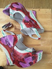 NEU ALICE+OLIVIA  HEELS PLATEAU MY THERESA NP 369€ gr.39  MULTICOLO LEATHER