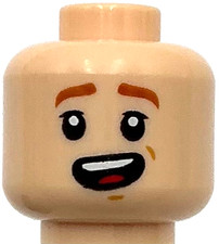 Lego New Light Nougat Minifigure Head Dual Sided Child Open Mouth Smile Boy