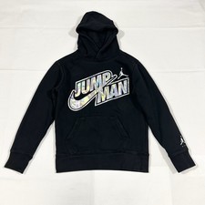 Nike Air Jordan Hoodie Youth 10-12 Medium L/S JumpMan Fleece Sweatshirt Black