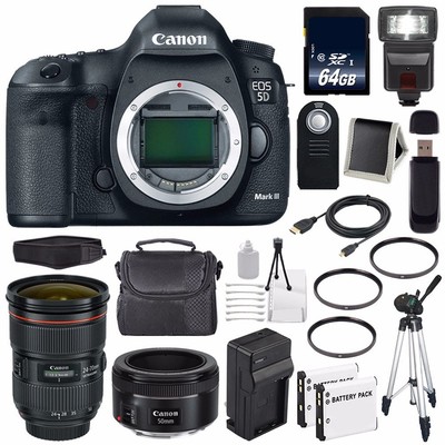 Canon EOS 5D Mark III DSLR Camera + 2 Lenses Pro Bundle 48