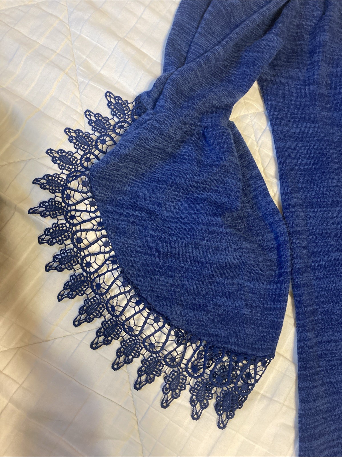 Womens Win Win Open Sleeve Lace Tunic Size L-XL Blue