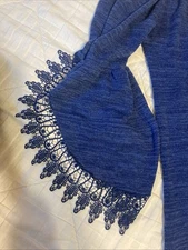 Womens Win Win Open Sleeve Lace Tunic Size L-XL Blue