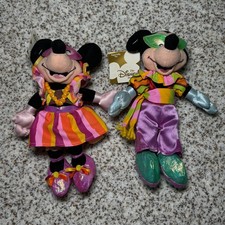 NWT Disney Mickey Mouse Minnie Mouse Plush MARDI GRAS Soft Mini Bean Bag 8"