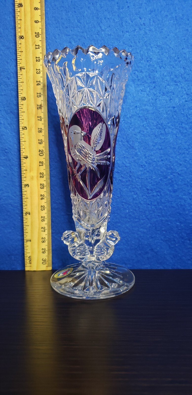 Vintage Hofbauer Byrdes German Lead Crystal Glass Ruby Red Bird Vase eBay