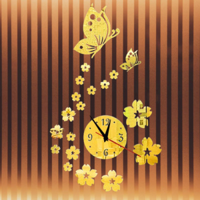 Hot Wall Clock Acrylic Modern Design 3DCrystal Mirror Watch Home Diy Decor NEW