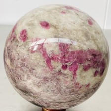 Natural Red Tourmaline Quartz Crystal Stone Sphere Ball Healing 3380G