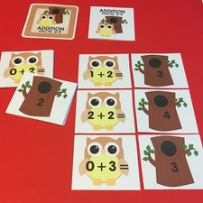 HOOT OWL- Addition Facts 0-9 Matching Game 48 Cards