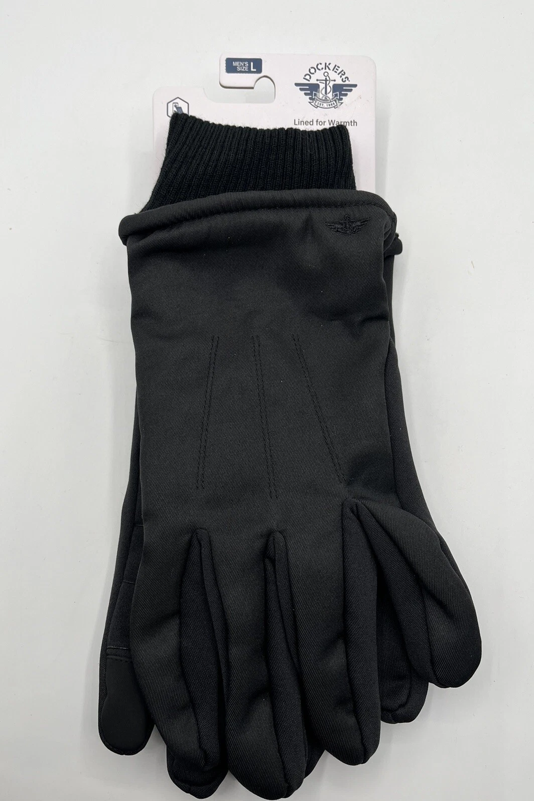 Dockers Gloves Mens Black Size L Lined For Warmth Easy Texting Always Cozy Warm