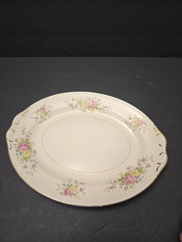 Homer Laughlin Eggshell Georgian 12" Platter Pink/Yellow Roses H44N5 - Picture 7 of 7