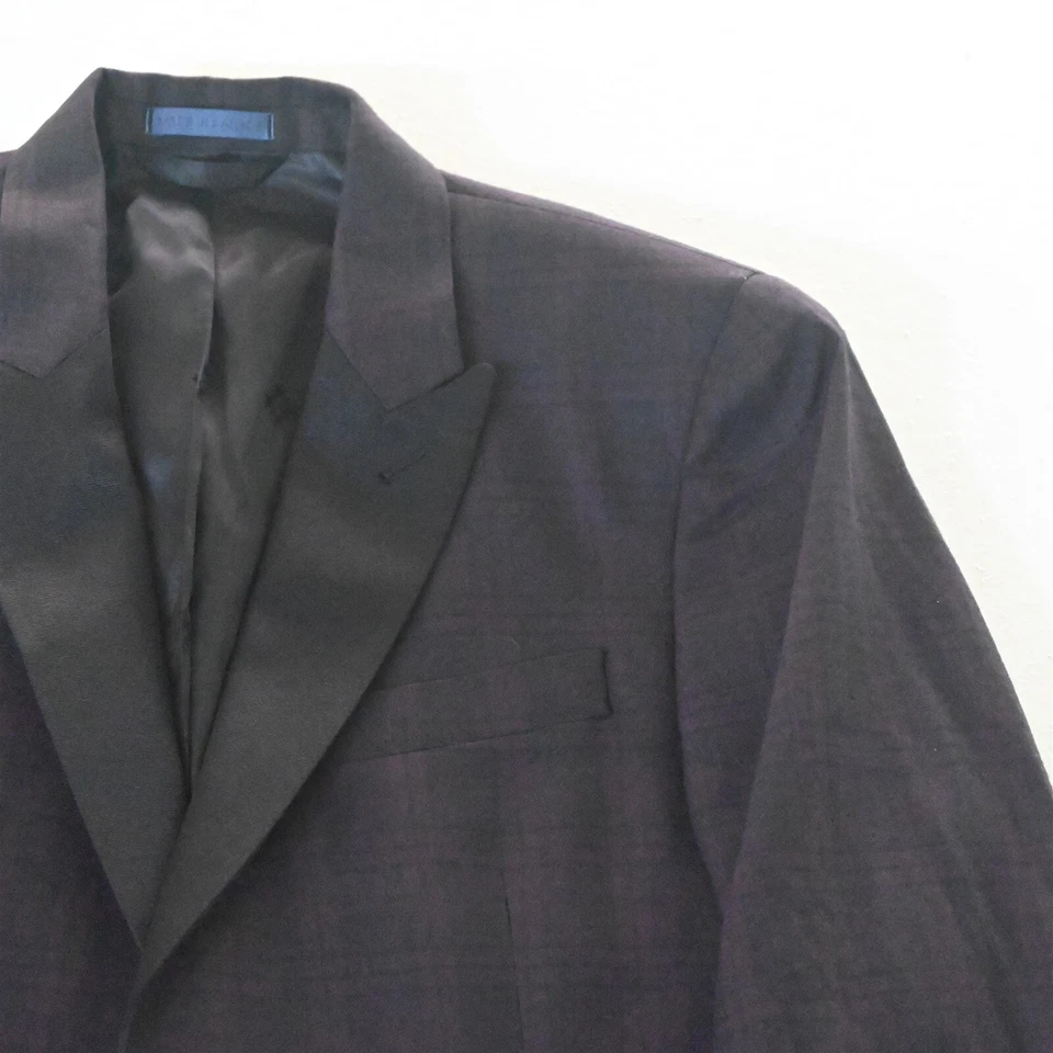 Ryan Seacrest 38R Brown Red Plaid Peak Lapel Mens Blazer Suit Jacket Sport Coat - Image 2 of 4