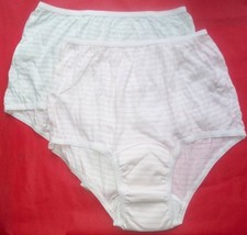 2 Pair Women's Incontinence Briefs Size 7 / Medium Cotton Pink Mint Stripe