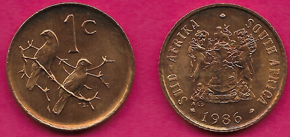 SOUTH AFRICA 1 CENT 1986 XF SUID AFRIKA-SOUTH AFRICA,SPARROWS
