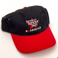 Retro Pork Pig Promotional Hat Red Black Guaranteed Tender Pork Armour