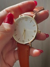 Orologio Da Polso Unisex Nuovo Oro E Pelle Ultra Slim Elegante