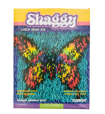 CARON "Shaggy" Latch Hook Kit LUMINOUS BUTTERFLY - Size 12" x 12" -NEW in BOX