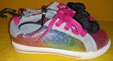 Disney Minnie Mouse Rainbow Glitter Pom Pom Girls Shoes Sneaker Toddler Sz 9