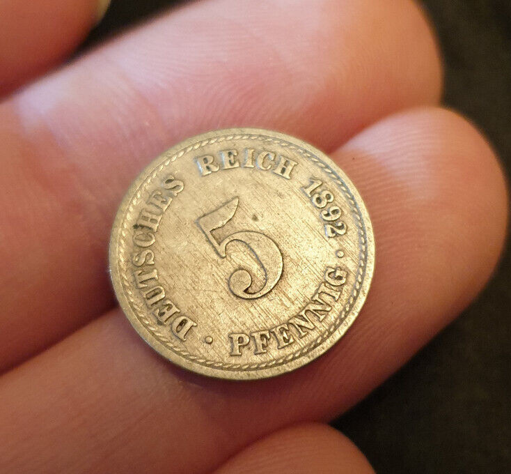 Antique Germany Deutsches Reich coin 5 pfennig 1892