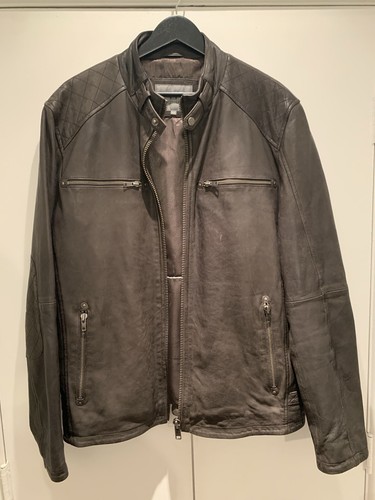 LAKELAND Mens Sz 44 Belstaff Type Soft Calf Leather Cafe Racer Moto Jacket NWOT
