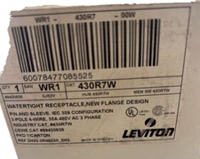 LEVITON WRI 430R7W WATERTIGHT RECEPTACLE NEW FLANGE DESIGN PIN & SLEEVE