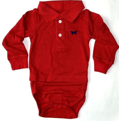 Wes & Willy Boys Jack Thomas Red L/S Plaid Polo Body Suit