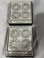 Vintage  Viking 8 Boxed   Cut Crystal Salt Cellars With Spoons Japan