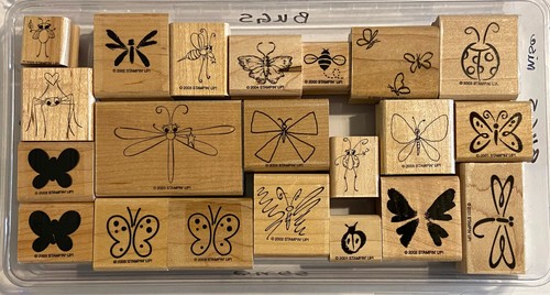 Stampin Up Assorted Butterfly Ladybug Dragonfly Bugs Wooden Stamps 21-Pc Total