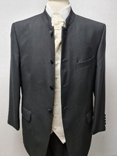 MENS BLACK NEHRU JACKET TUXEDO WEDDING EVENING FORMAL FUNERAL GRANDAD COLLAR