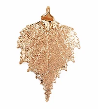 Zhannel Real Leaf PENDANT BIRCH Dipped in Rose Gold Genuine Leaf New