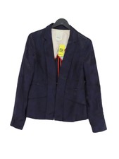 Elevenses Women's Blazer Uk 8 Blue Floral Rayon With Polyester Overcoat