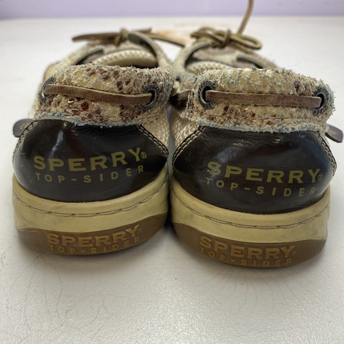 SPERRY Women's Brown White Leather Snake Skin Look Top Sider Boat Shoes Sz 6.5 - Picture 5 of 9