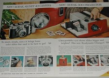 1957 KODAK Cameras 2-page advertisement for Signet 40 Camera  projector