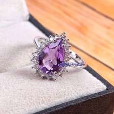 Natural Amethyst Gemstone with 925 sterling silver Ring for Women's 559