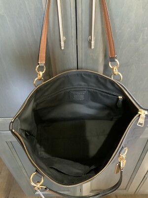 Coach Embossed Signature Leather Ava Tote Handbag F28558 Midnight