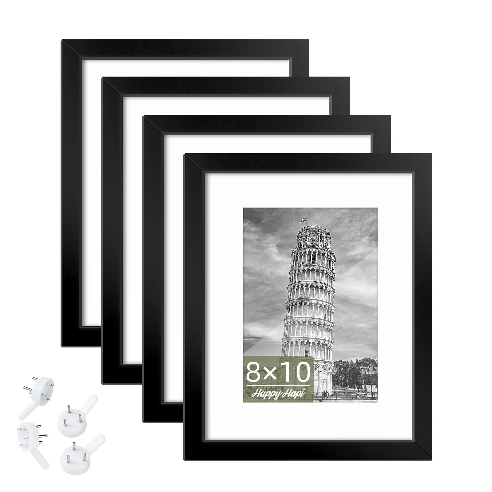 8x10 Picture Frame, 4 Pack Photo Frame Display Pictures 5x7 with Mat or 8x10 ...