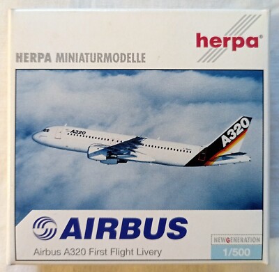 Herpa 502139 Airbus A320 First Flight Livery 1:500 Neu unbespielt in OVP