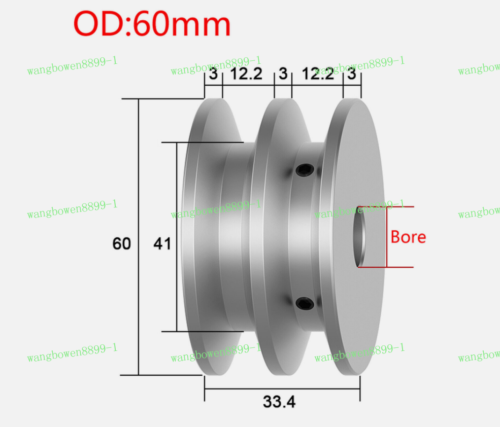 Aluminum Single Groove Motor Pulley 100mm Diameter With 19mm Or