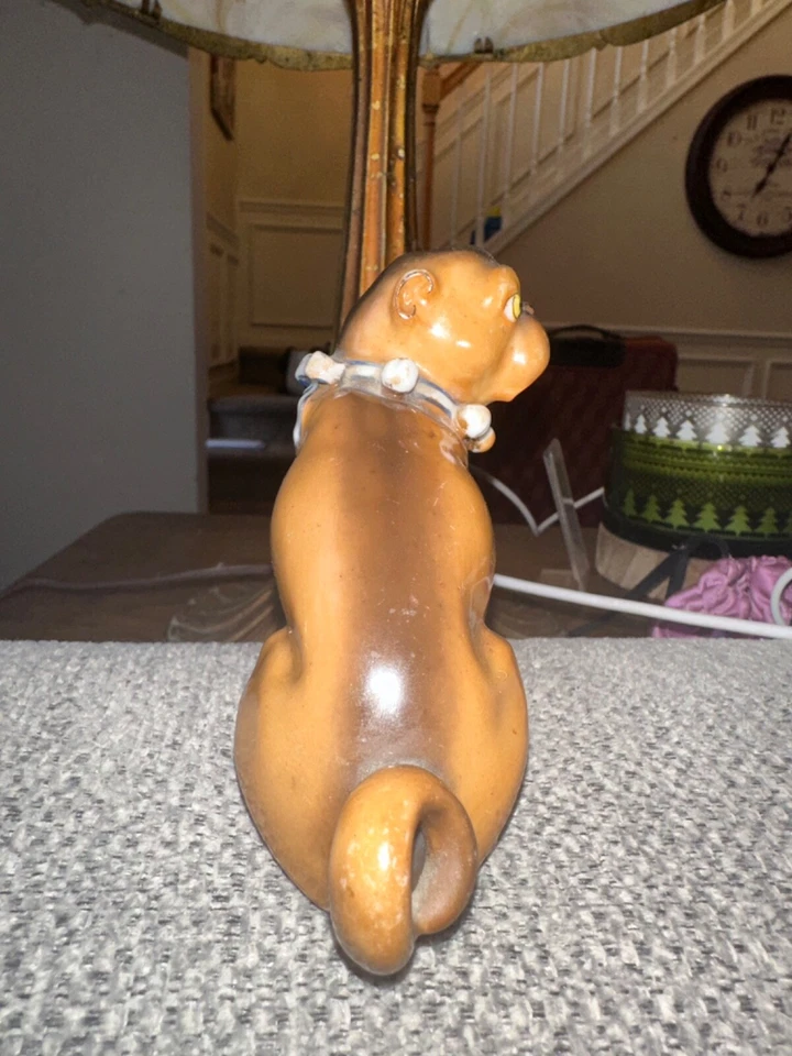 ca. 1900 Carlin Germany Porcelain Pug Figural Glazed Ceramic Majolica Sculpture - Image 2 of 4