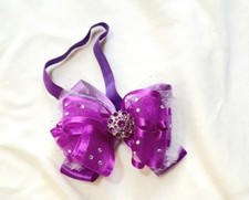 Boutique Pageant Custom Headbow Headband Purple Embellished Hairbow Rhinestone