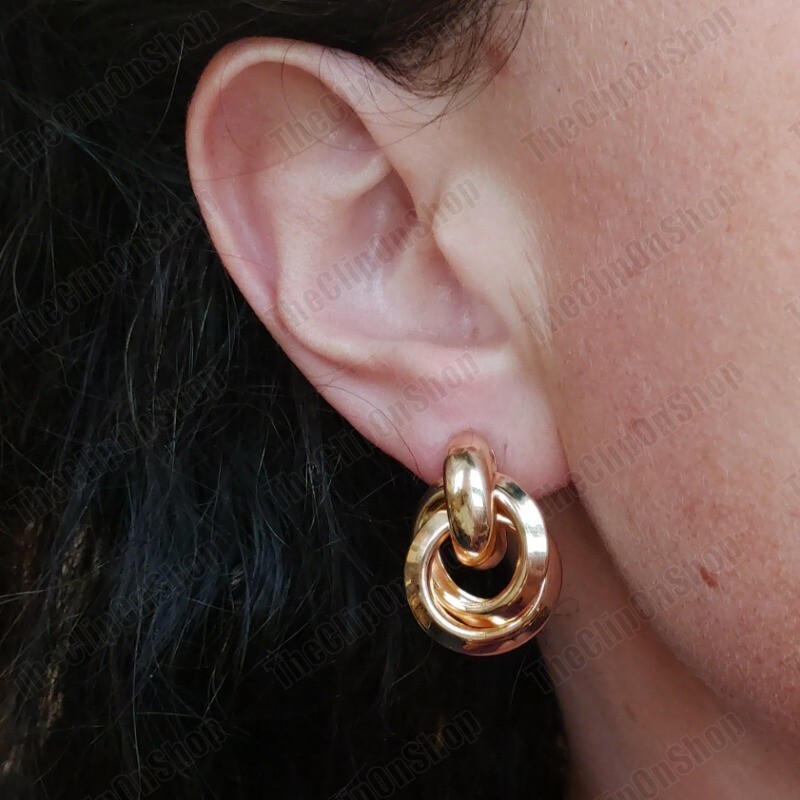 DESIGN - Orecchini Oversize A Bottone A Forma Di Cerchio Color Oro Con Dettaglio Stile Nodo - Foto 8