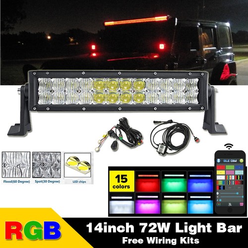14/22/32/42/50/52" INCH 5D RGB Led Light Bar Offroad Bluetooth Control + Wiring - Picture 13 of 56