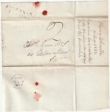 1833 TRANENT PENNY POST WRAPPER 2d POSTAGE NO ADDL½d MAIL TAX TO THOMAS SYME EDr