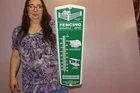 Vintage QUALITY FENCING Horse Ranch Farm 24" Metal Thermometer Gas Oil Sign NICE