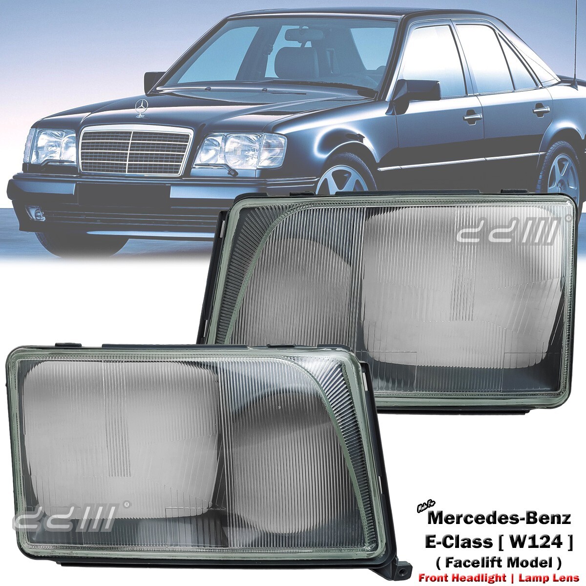 Pair Front Headlight Glass Lens For Mercedes-Benz W124 E320 E420