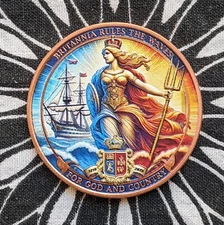Reverse Proof Colorized Britannia Rules the Waves  .999 1oz Copper Round.