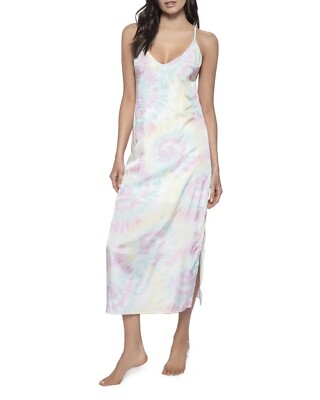 PQ Ella Slip Dress Tie Dye Open Tie Back Resort Beach M/L NWT $144