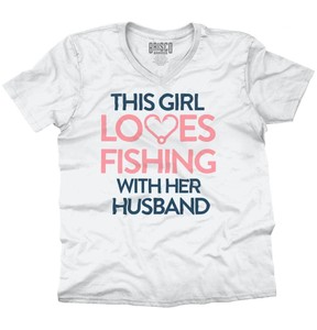 This Girl Loves Fishing Shirt Husband Wife Cute Couple Fish V Neck T Shirt Ebay